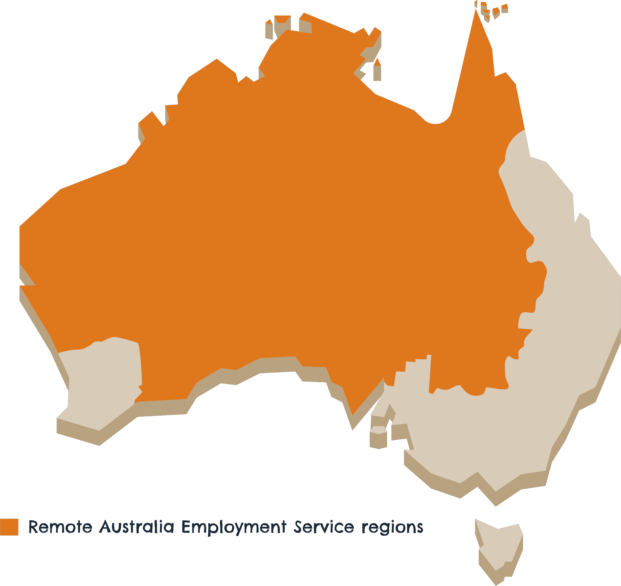 Large area of Australia represents an indication of the Remote Australia Employment Service regions