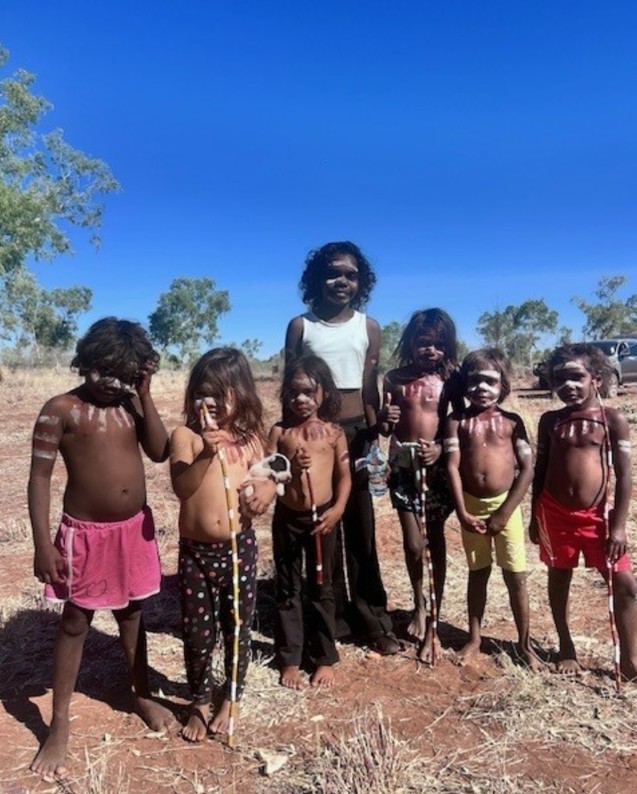Children preparing for the Wajarra Dance presentation
