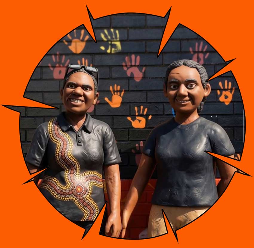 Two animated adult women smiling