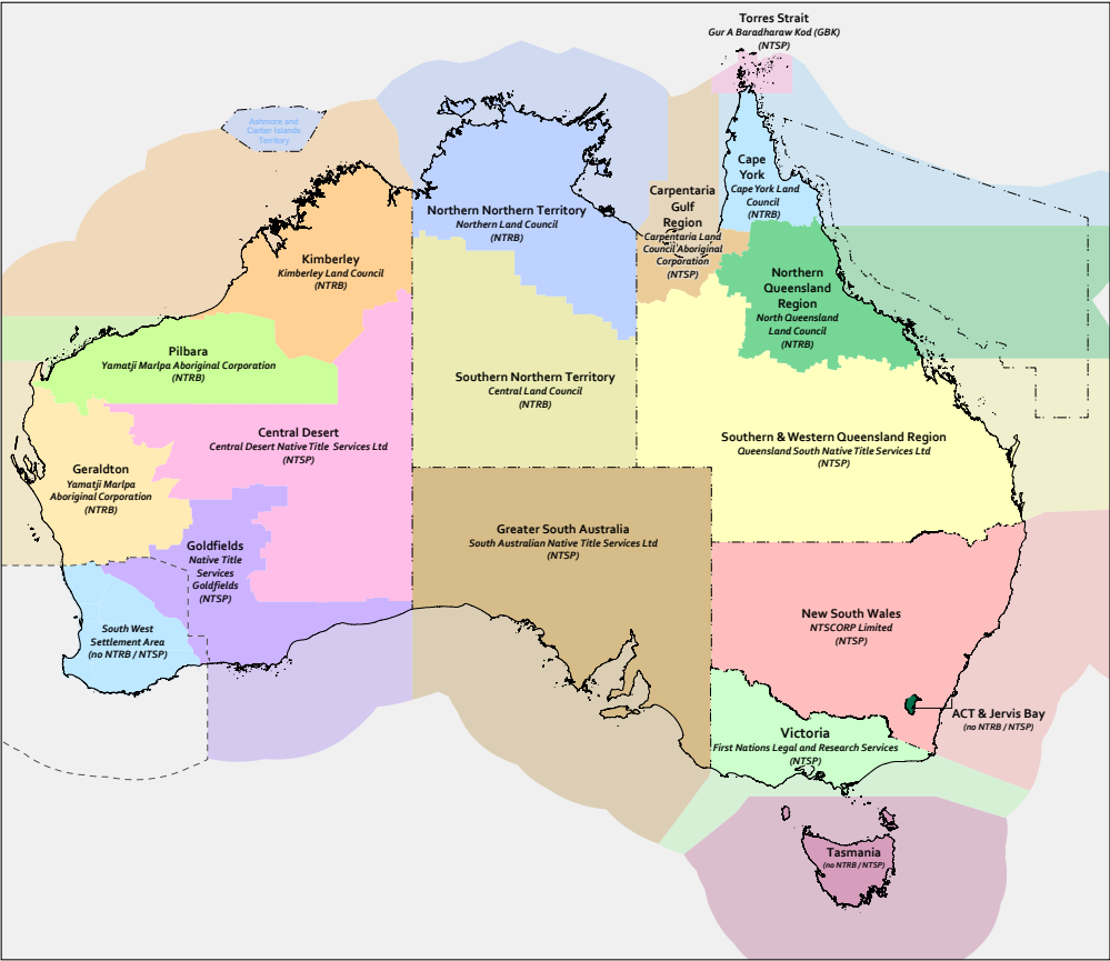 A map displaying the representative body regions within Australia