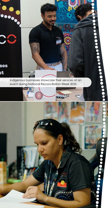 Indigenous businesses showcase their services at an  event during National Reconciliation Week 2025