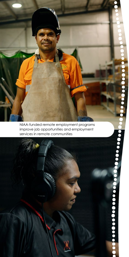 A man working in a factory and a woman in an office