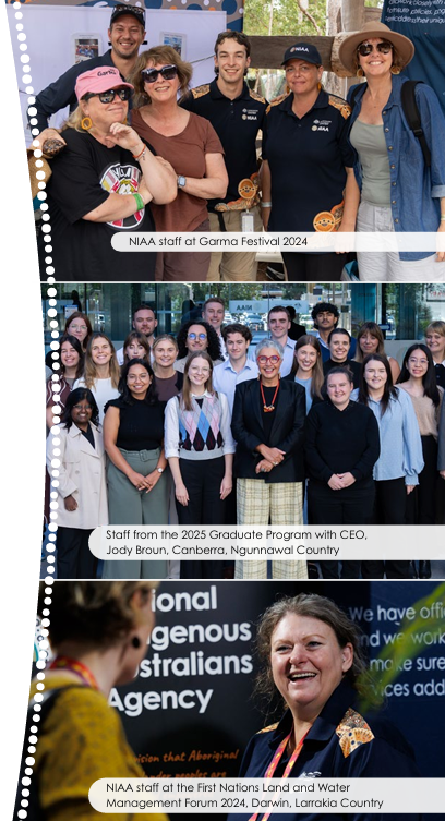top: Staff at GARMA festival. Middle: Staff from the Graduate Program. Bottom: Staff at a forum.