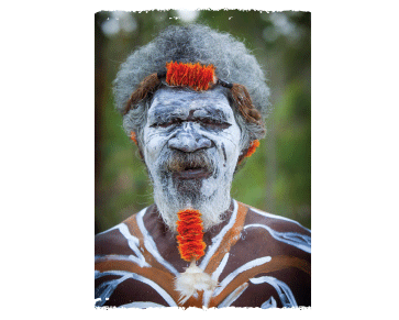 Dilak elder with traditional body paint and headwear