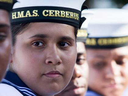 Indigenous woman in line with other Indigenous recruits in the Indigenous Development Program