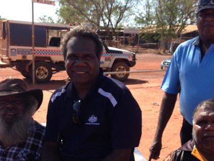 Senior residents in Lajamanu are actively working to encourage greater respect for Indigenous and non-Indigenous law and justice within the remote Northern Territory community. In this photo Lajamanu Kurdiji Group members are shown, from left, Peter Jigili, Lamun Tasman, Joe Marshall and, right back, Anthony Johnson.