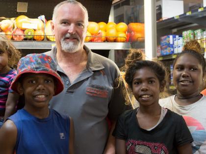 This photo captures the healthy food choices available to children at the Kundat Djaru community (Ringer Soak) Outback Store in Western Australia.