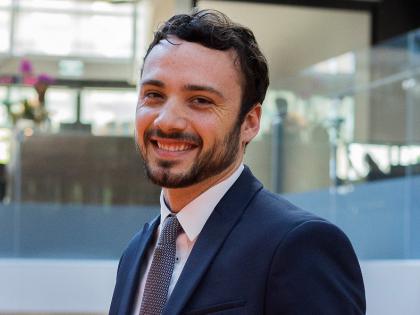 This photo is of Todd Crawford. Todd is being supported by CareerTrackers to make a career for himself in the finance industry.