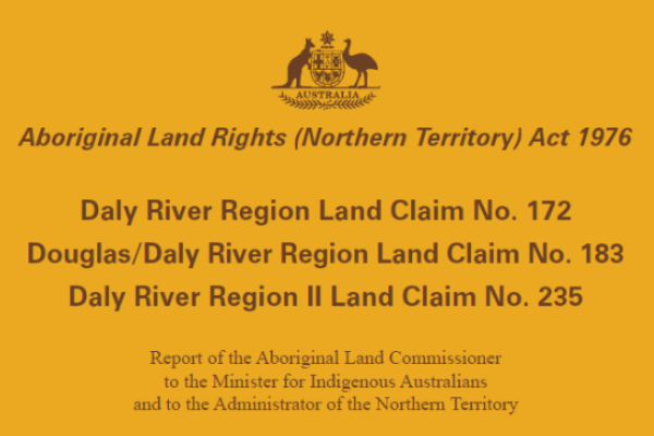 Daly River Region, Douglas/Daly River Region, Daly River Region II Land Claim Report