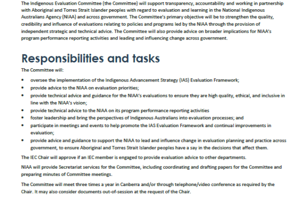 Indigenous Evaluation Committee Terms and Conditions page 1 thumbnail