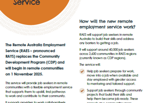 Fact sheet: Remota Australia Employment Services
