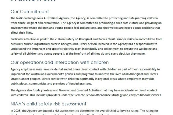 Annual Statement of Compliance with the Commonwealth Child Safe Framework cover