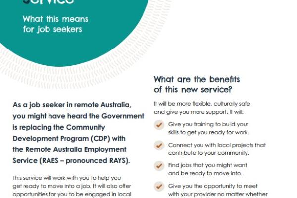 RAES Jobseeker Factsheet cover