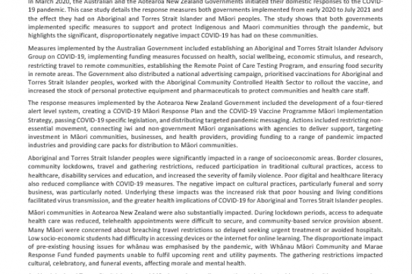 Australia and Aotearoa New Zealand Domestic Responses to COVID-19 from March 2020-July 2021
