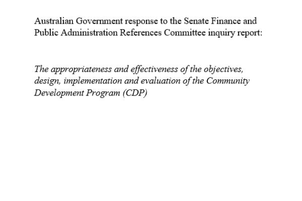 Australian Government response to the Senate Finance and Public Administration References Committee inquiry report