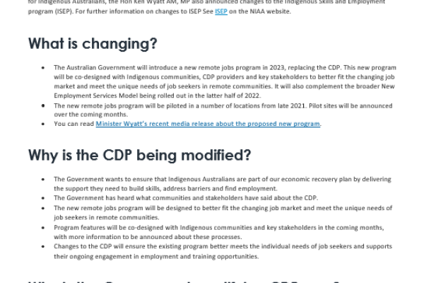 Community Development Program (CDP) FAQs