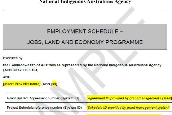 NIAA Employment Grants Project Schedule 