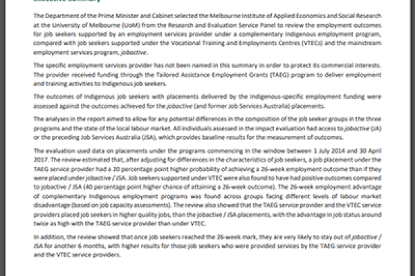 An evaluation of an Aboriginal Employment and Training Activity