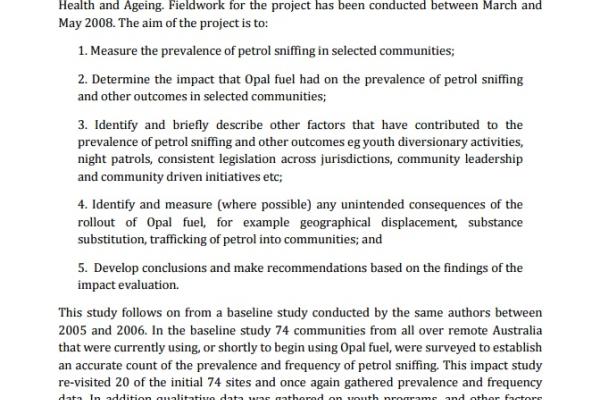 Evaluation of the Impact of Opal fuel: Executive summary