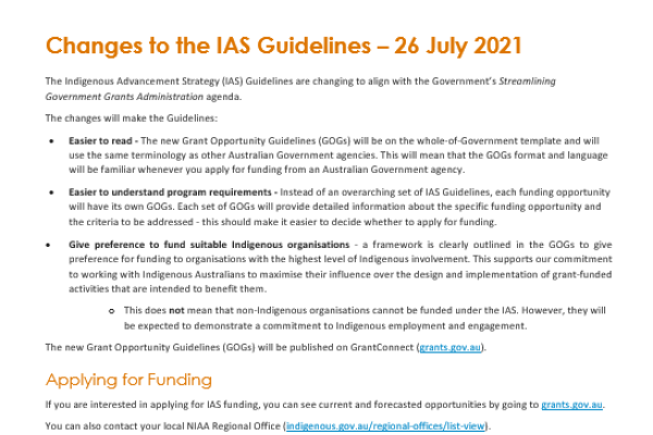 Changes to IAS Guidelines Factsheet 