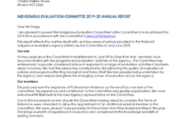 Indigenous Evaluation Committee Annual Report 2019-20
