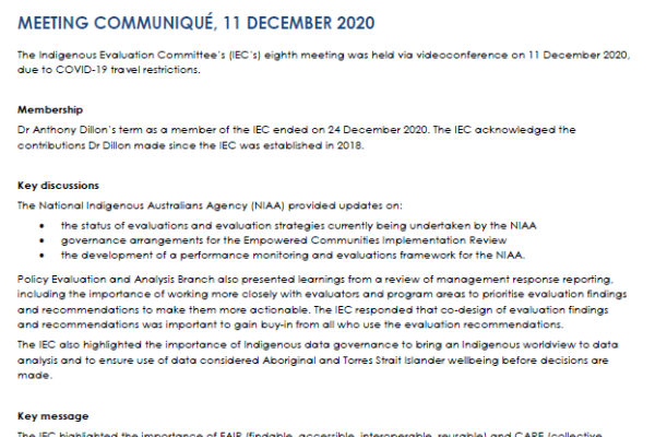Meeting Communiqué, 11 December 2020
