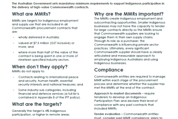 IPP Mandatory Minimum Indigenous Participation Requirements Factsheet