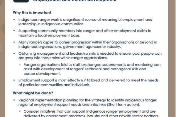 Indigenous Ranger Sector Strategy: Strong Economy (Jobs) - Proposed Actions