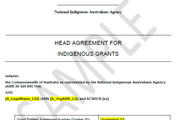 NIAA Final Head Agreement - Sample