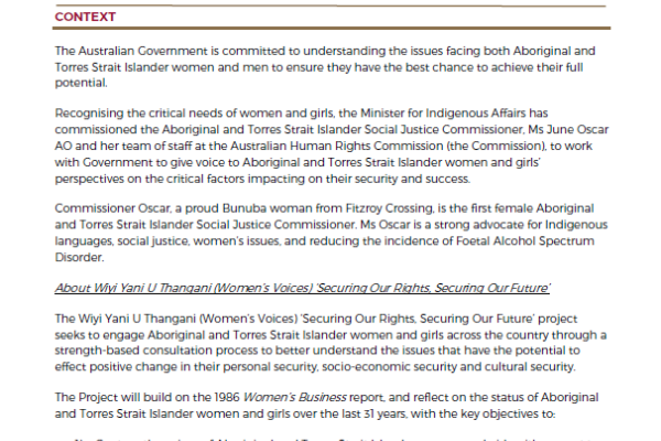 Understanding the needs of Aboriginal and Torres Strait Islander women and girls
