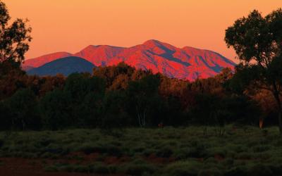 outback Australia as the sun is setting