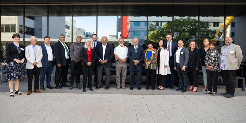 Members of the National Co-design Group with Minister Wyatt and Senior Advisory Group co-chairs Professor Tom Calma AO and Professor Dr Marcia Langton AM.