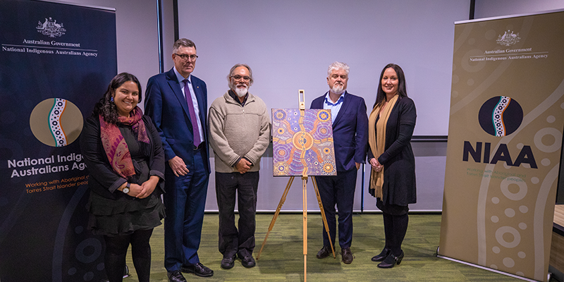 Moana Prescott, Ray Griggs, Ian Anderson and Andrea Kelly at the launch of the National Indigenous Australians Agency. 