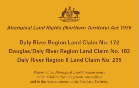 Daly River Region, Douglas/Daly River Region, Daly River Region II Land Claim Report