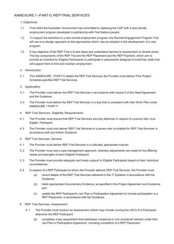 Part G Annexure 1 head agreement CDP 2019-2024