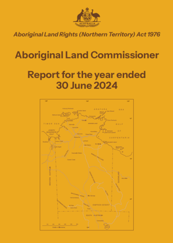 Aboriginal Land Commissioner Report for the year ended 30 June 2024 cover