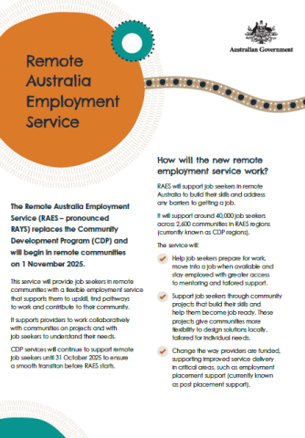 Fact sheet: Remota Australia Employment Services