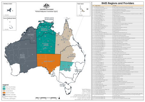 RAES Regions and Providers Map October 2025