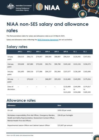 NIAA non-SES salary and allowance rates thumbnail