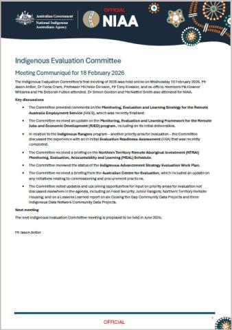 Indigenous Evaluation Committee Communique - 18 February 2026
