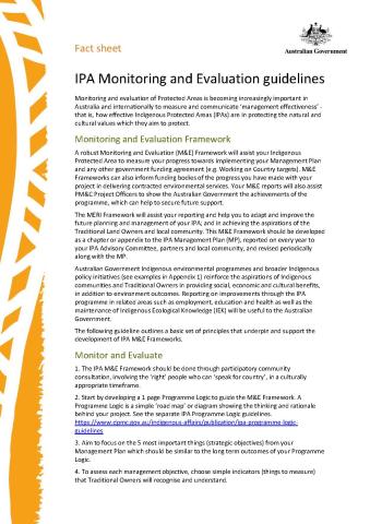 IPA Monitoring and Evaluation guidelines - Fact sheet