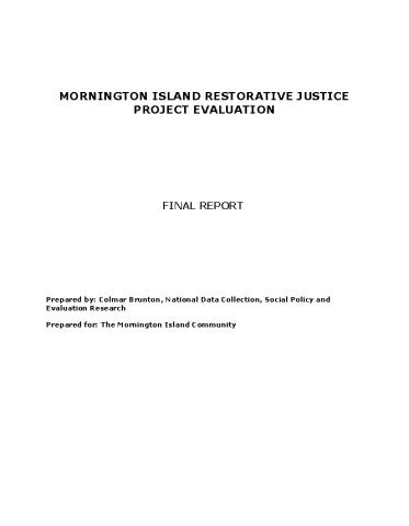 Mornington Island Restorative Justice Project Evaluation