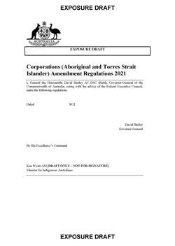 Exposure Draft of the schedule of amendments to the CATSI Regulations 2017