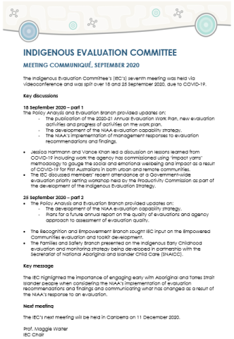 Meeting Communiqué, September 2020