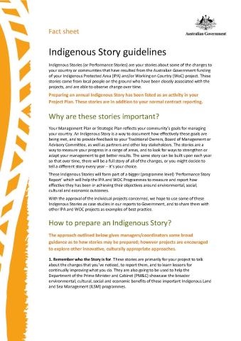 Indigenous Story guidelines - Fact sheet