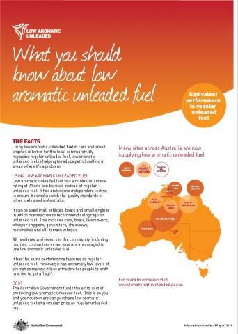 Low aromatic unleaded: Information for retailers