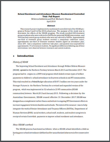 School Enrolment and Attendance Measure Randomized Controlled Trial: Full Report
