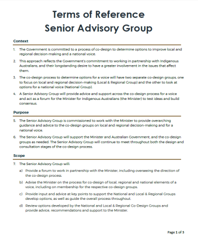 Terms of Reference Senior Advisory Group